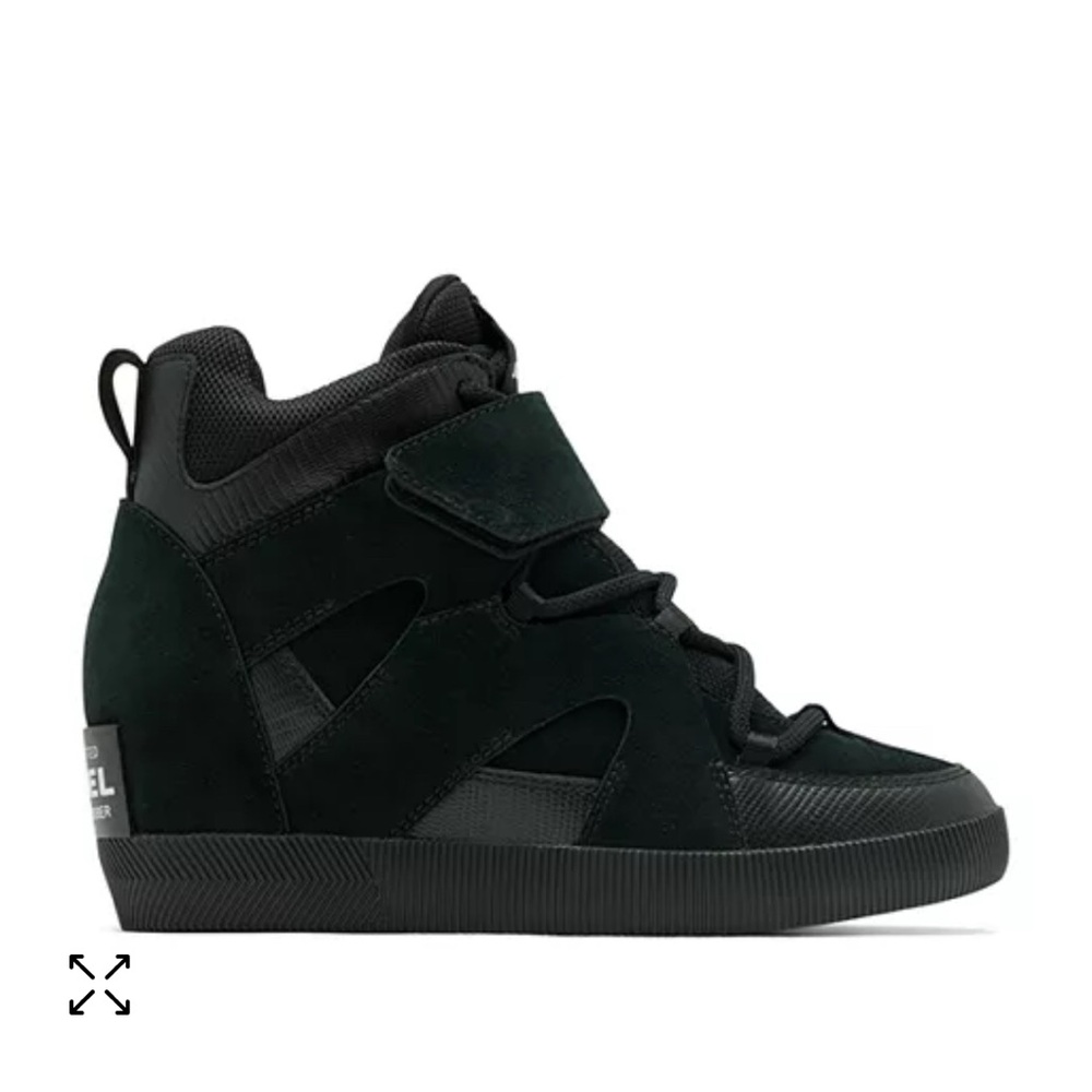 Sorel Black Out N About Sport Wedge Lace Up Sneaker Booties Size 9